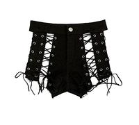 DGKaxiyaHM Short en Jean à Lacets pour Femmes Shorts De Jean à LanièRes CoupéEs Hautes CoupéEs Club De Club De Club De Club Court à Chaud D'éTé (Le Noir,S)