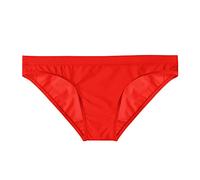 DGKaxiyaHM Slip Taille Basse en Soie Ice pour Hommes Culotte De Bikini Respirante Transparente Et Sexy sous-VêTements Skinny Transparents De Couleur Unie (Rouge-1PC,L)