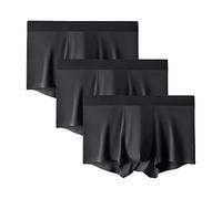 DGKaxiyaHM sous-VêTements D'éVacuation De L'Humidité en Soie GlacéE pour Hommes CaleçOn Boxeur Taille Moyenne De Couleur Unie Boxer sans Couture Doux Et Respirant (Le Noir-3PC,4XL)