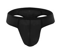 DGKaxiyaHM sous-vêtements en Soie glacée pour Hommes Culotte G-String Solide Taille Basse Bulge Pouch Slip Sexy sans Couture Respirant (Le Noir,M)