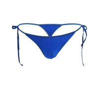 DGKaxiyaHM String en Soie glacée à Nouer sur Le côté pour Hommes String sans Couture à Taille Basse et à Lacets Culotte en T Respirante et Extensible à Bretelles (Bleu,Taille Unique)