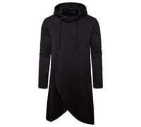 DGKaxiyaHM Sweatshirts à Capuche pour Hommes à Fente IrréGulièRe Sweatshirts à Manches Longues Et à Cordon De Serrage Mi-Longs Cape à Capuche DéContractéE (Le Noir,XL)