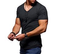DGKaxiyaHM T-Shirt De Bodybuilding à GlissièRe pour Hommes Chemise AthléTique MuscléE Slim Fit à Manches Courtes T-Shirt De Fitness D'EntraîNement DéContracté (Le Noir,XL)