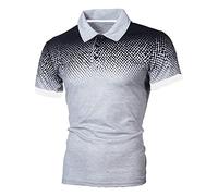 DGKaxiyaHM T-Shirt Polo Imprimé 3D DéGradé pour Hommes Chemise à Manches Courtes Slim Performance GOF Shirt T-Shirt à Col AthléTique Et DéContracté (Gris Clair2,4XL)