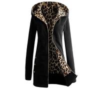 DGKaxiyaHM Veste à Capuche en LéOpard pour Femme Cardigan à Capuche avec Fermeture éClair Et Manches Longues Sweatshirts Amples Et DéContractéS De Taille SupéRieure avec Poche (Le Noir,S)
