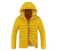 DGKaxiyaHM Veste Bouffante à Capuche Pour Hommes Manteau D'Hiver Matelassé LéGer De Couleur Unie Veste En Duvet MatelasséE Coupe-Vent (Jaune,XL)