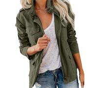 DGKaxiyaHM Vestes Anorak Cargo Militaire Pour Femmes Manteau Safari Utilitaire à Fermeture éClair Et Boutons-Pression Veste D'Automne LéGèRe Avec Poches (Vert,5XL)