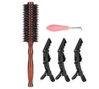 DGLD SHUAI - ensemble de brosses à cheveux rondes en bois, brosse à poils ronds, pour séchage par soufflage, ensemble de pinces à bec de canard