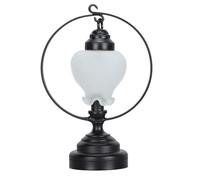 DGLDCSHUAI 1: 12 Lampe d'appoint de Table pour Maison de poupée décor Cercle Noir en Forme de Fleur givrée en métal et Verre Miniature éclairage de Table