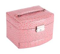 DGLDCSHUAI 3 couches bijoux collier bague boîte de rangement étui dame cadeau fournitures pour la maison (Rose)