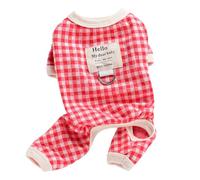 DGLDCSHUAI Ensemble de vêtements pour Chien à Carreaux avec Laisse, vêtements pour Animaux de Compagnie Doux et Respirants, Tenue pour Chiot à Quatre Pattes avec Laisse pour (S)