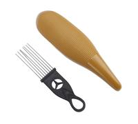 DGLDCSHUAI Instrument Guiro en Acier Inoxydable et ABS Couleur Café Forme de Poisson Instrument de Percussion Latin Guiro avec grattoir