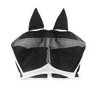 DGLDCSHUAI Masque Anti-Mouche pour Cheval en Tissu Tricoté élastique Doux et Respirant Masque Anti-Mouche avec Oreilles pour Oreilles de Visage de Cheval (Crochet et boucle, grand noir)