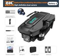 DGLDCSHUAI Quadcopter avec Double caméra 8K, Avion télécommandé Pliable avec Moteur sans balais, Mode sans tête, Maintien d'altitude, évitement d'obstacles, roulement à 360°, 3 (-2)
