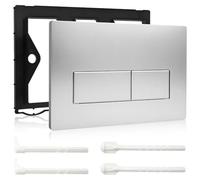 DGMI Plaque de commande WC compatible avec les plaques de commande Geberit Sigma 01, 20, 30, 50, UP300, UP320, double chasse avec jeu de levier de chasse et cadre de montage (argent mat)