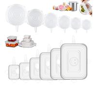 DGN 12 Pièces Couvercle Silicone,Silicone Couvercle Universel en Différentes Tailles,Couvercles en Silicone Extensibles,Couvercles Silicone Réutilisable Extensible Universel,pour Tasses,Bocaux,Bols