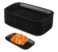DGN 8 Pièces Noires Petites Assiettes de Service Rectangulaires, 15,5 x 8,8 x 2 cm Assiettes Noires Petites Réutilisable Assiette Rectangulaire pour Desserts, Petits Accompagnements, Sushis, Grillade