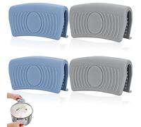 DGN Lot de 2 maniques en silicone, bleu et gris, 8 x 4,5 cm, résistant à la chaleur jusqu'à 246 °C, antidérapant, facile à nettoyer
