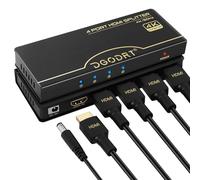DGODRT Répartiteur HDMI 4 Ports 4K 60Hz 1x4, Répartiteur HDMI 1 entrée 4 Sorties, supporte 4K@60Hz, 3D, 1080P, HDCP, pour PS4 Xbox HDTV BLU-Ray DVD Projector