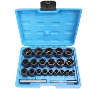 DGOINGPI Ensemble de 22 extracteurs de boulons et d'écrous endommagés et cassés, Douilles à Chocs de 1/2" et 3/8" Outil Extracteur Presse à buselures