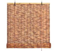 DGSFES Carbonisation Rideau De Roseau Naturel,Rétro Store Bambou Exterieur,TisséÀ La Main,Rideau Bambou Interieur,Pare-Soleil avec Levage,Personnalisable,40x100cm/16x39in(WxH)