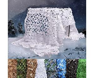 DGSFES Filet de Camouflage Blanc 3x6m,Filet Militaire Ombrage Terrasse Pergola Chasse Voiture Exterieur,Toile D'ombrage Oxford 210D,Filet Camouflage Renforcé for Protection Jardin