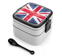 Dgsxynth Boîte à bento vintage Union Jack British Flag Boîte à lunch à 2 étages avec poignée