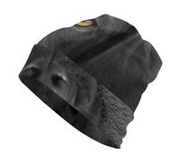 Dgsxynth Bonnet en tricot, mignon hérisson, bonnet pour course à pied, cyclisme, sports de plein air, Chien Labrador noir, Taille unique