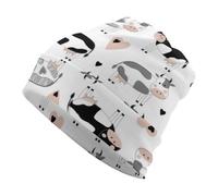 Dgsxynth Bonnet en tricot, mignon hérisson, bonnet pour course à pied, cyclisme, sports de plein air, Vache mignonne, Taille unique