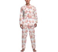 Dgsxynth Ensemble de pyjama pour homme avec haut à manches longues et pantalon de boxe Boston Terrier, Cochon de ferme rose, M