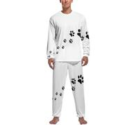 Dgsxynth Ensemble de pyjama pour homme Motif teckel de Noël Haut à manches longues et pantalon, Empreintes d'animaux, S