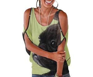 Dgsxynth Haut pour femme, beau motif sirène, haut ample à épaules dénudées pour le travail et le bureau, Motif chien carlin fleur, XXL