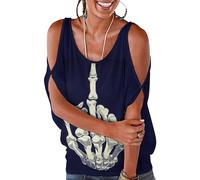 Dgsxynth Haut pour femme, haut ample à épaules dénudées pour le travail et le bureau, Tête de mort majeur, 4XL