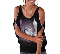 Dgsxynth Hauts pour femmes, hauts drôles de coccinelle, hauts amples à épaules dénudées pour le travail et le bureau, Dragons violets et écrits, 3XL
