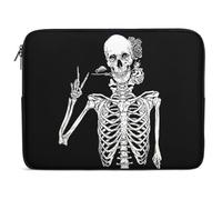 Dgsxynth Housse pour ordinateur portable 12 pouces, housse amusante pour ordinateur portable motif crâne squelette rock and roll