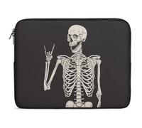 Dgsxynth Housse pour ordinateur portable 12 pouces, housse pour ordinateur portable motif crâne squelette rock and roll