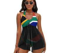 Dgsxynth Maillot de bain 2 pièces avec motif touches de piano musical, Drapeau Afrique du Sud., L