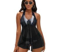 Dgsxynth Maillot de bain 2 pièces motif léopard zèbre tigre rose tankini dos nu, Ailes d'ange., M