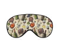 Dgsxynth Masque pour les yeux en tissu lisse, masque de sommeil vintage élégant en forme de bouteilles de vin et de raisin, masque de sommeil avec bandeau réglable pour homme et femme