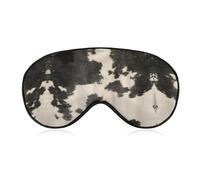 Dgsxynth Masque pour les yeux en tissu lisse, noir et blanc vintage en cuir de vachette, masque de sommeil avec bandeau réglable pour hommes, femmes