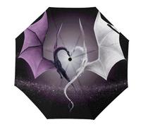 Dgsxynth Parapluie pliable avec drapeau de l'Afrique du Sud, parapluie de voyage coupe-vent et imperméable, Dragons violets et écrits, Automatique