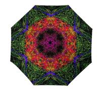Dgsxynth Parapluie pliable rouge pastèque, parapluie de voyage pour coupe-vent, imperméable, Kaléidoscope psychédélique, Automatique