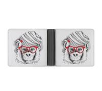 Dgsxynth Porte-monnaie en cuir avec poche pour pièces de monnaie Motif zombies Dead Men Walking Body at Night, Singe mignon avec lunettes, One Size