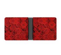 Dgsxynth Portefeuille en cuir pour lévrier italien avec poche pour pièces de monnaie, portefeuille fin en cuir pour cartes de crédit, Motif roses - Rouge, One Size