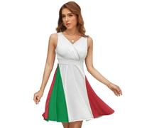 Dgsxynth Robe baroque à col en V pour femme, robe d'été sans manches pour fête, vacances, Drapeau italien, XL