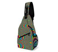 Dgsxynth Sac à bandoulière, beau sac de poitrine motif vagues de l'océan, sac à bandoulière pour voyage, shopping, sport, Trippy psychédélique arc-en-ciel., 38x20cm
