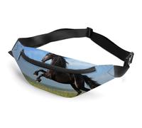 Dgsxynth Sac banane, écharpe mignonne renard, sac banane réglable pour course à pied, marche, randonnée, Cheval noir., 36*15cm