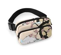 Dgsxynth Sac banane réglable avec motif chat noir mignon pour la course à pied, la marche, la randonnée, Cerisier des Montagnes Fuji au Japon, 20x13cm