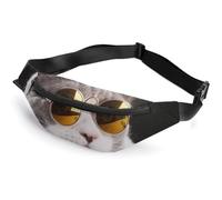 Dgsxynth Sac banane, sac banane coloré libellule, sac banane réglable pour la course à pied, la marche, la randonnée, Mignon lunettes chat, 36*15cm