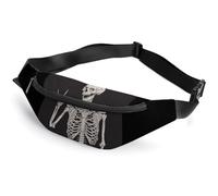 Dgsxynth Sac banane, sac banane fruité pastèque, sac banane réglable pour course à pied, marche, randonnée, Tête de mort squelette Rock And Roll, 36*15cm
